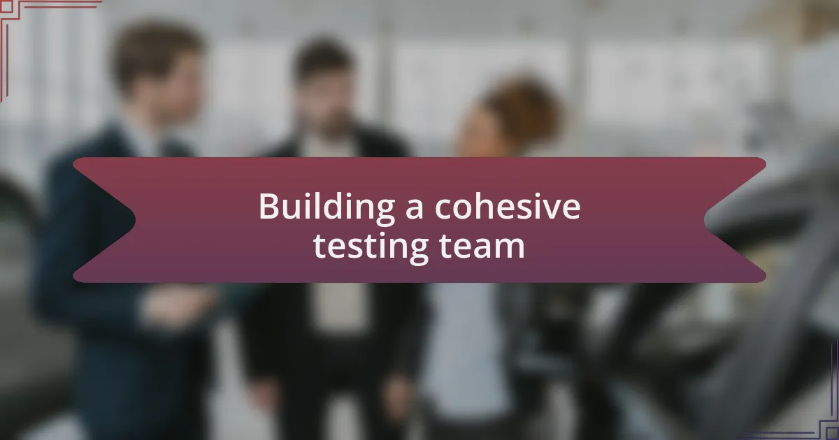 Building a cohesive testing team