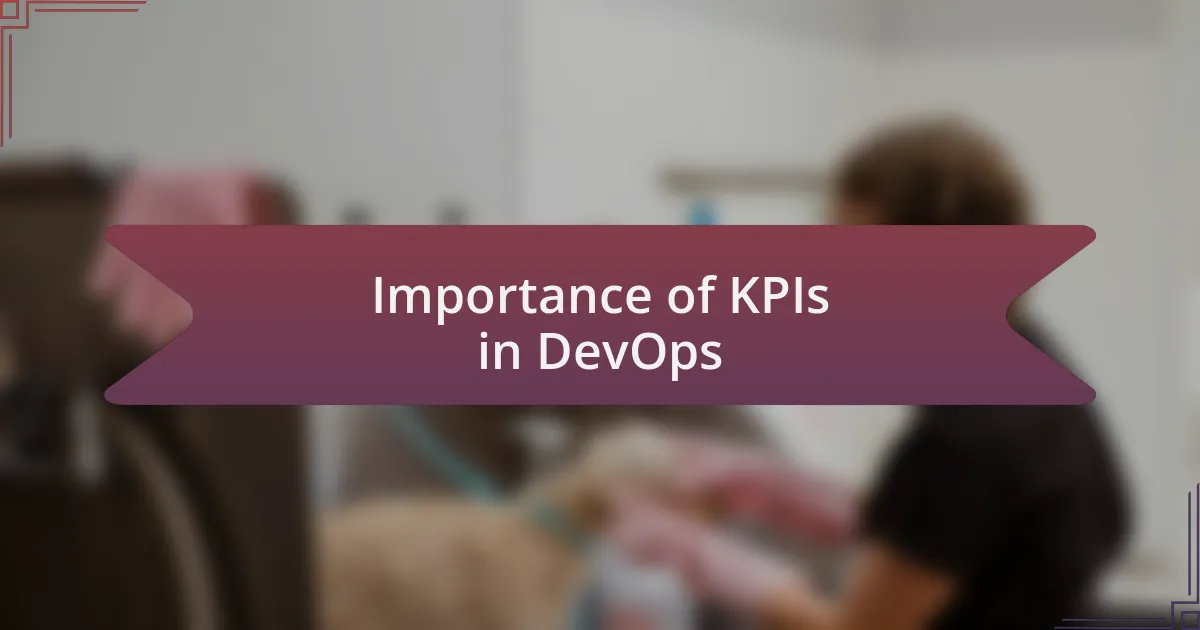 Importance of KPIs in DevOps