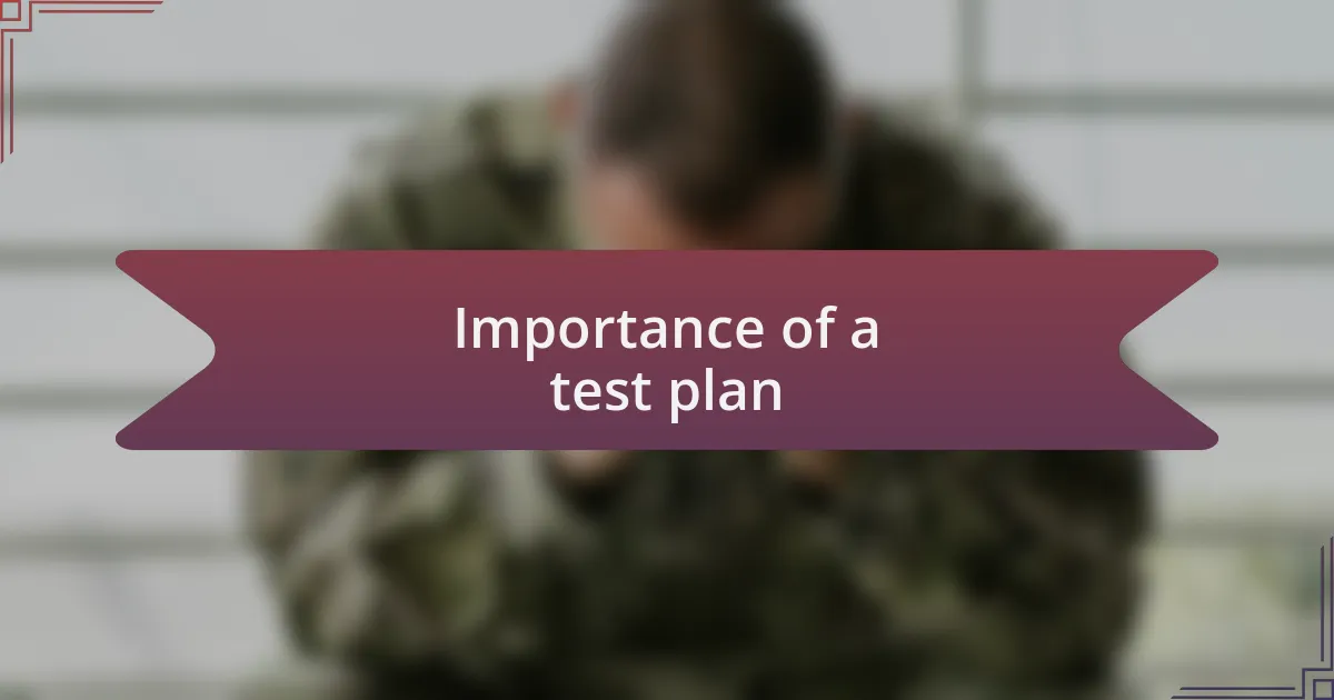 Importance of a test plan