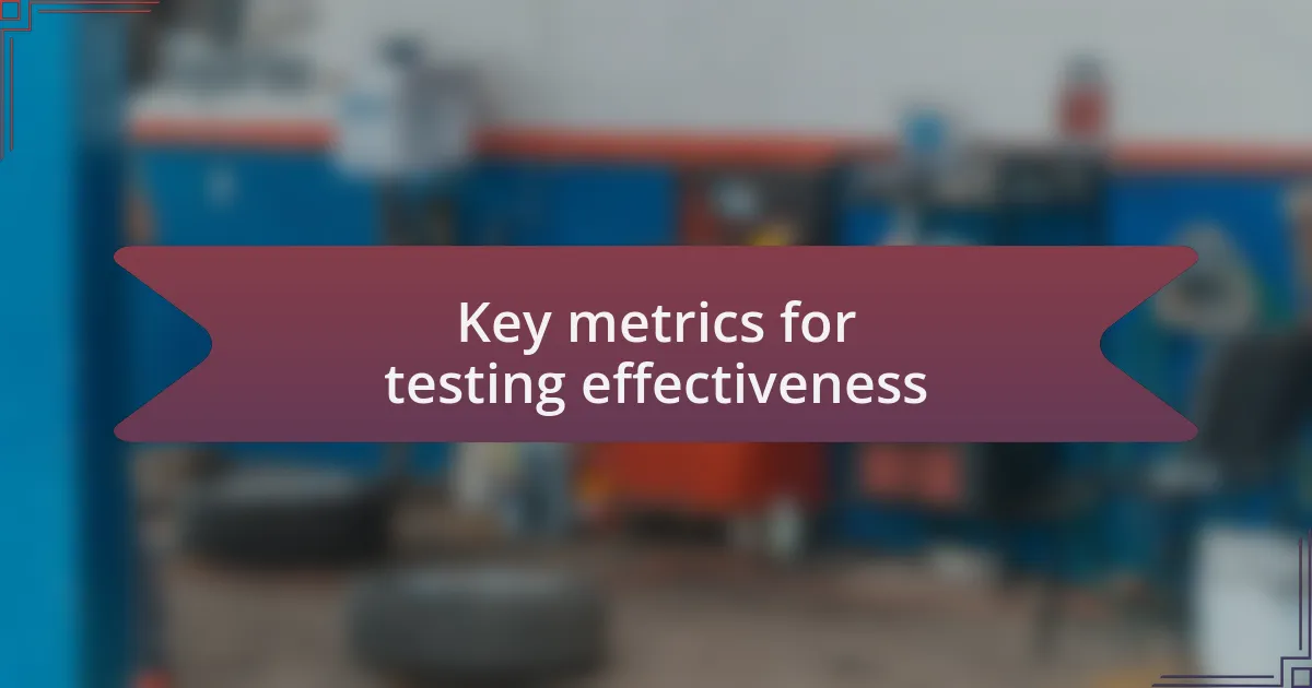 Key metrics for testing effectiveness