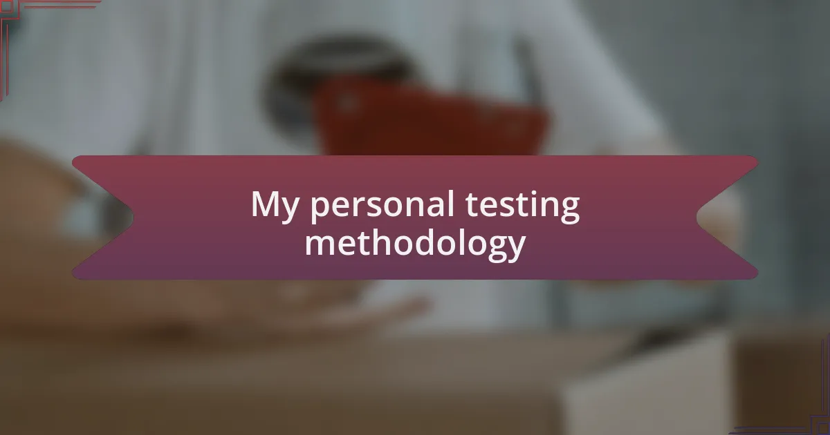 My personal testing methodology