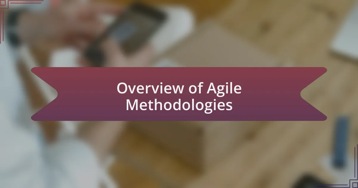 Overview of Agile Methodologies