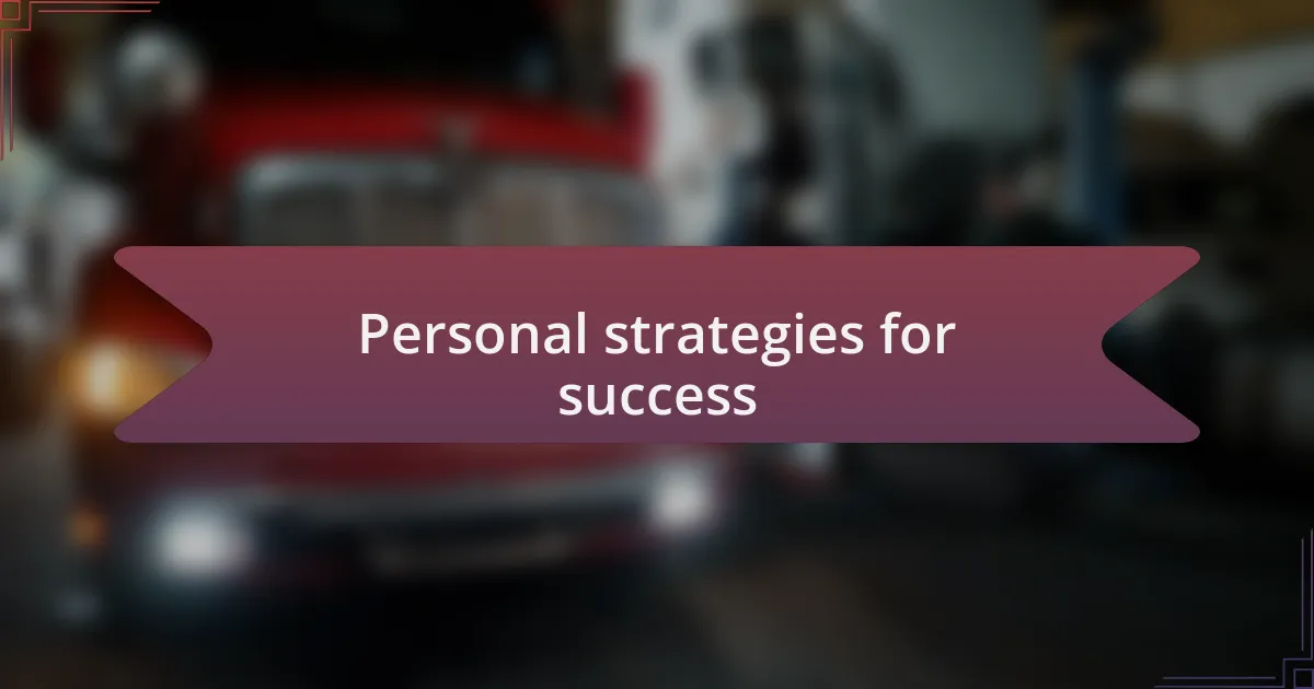 Personal strategies for success